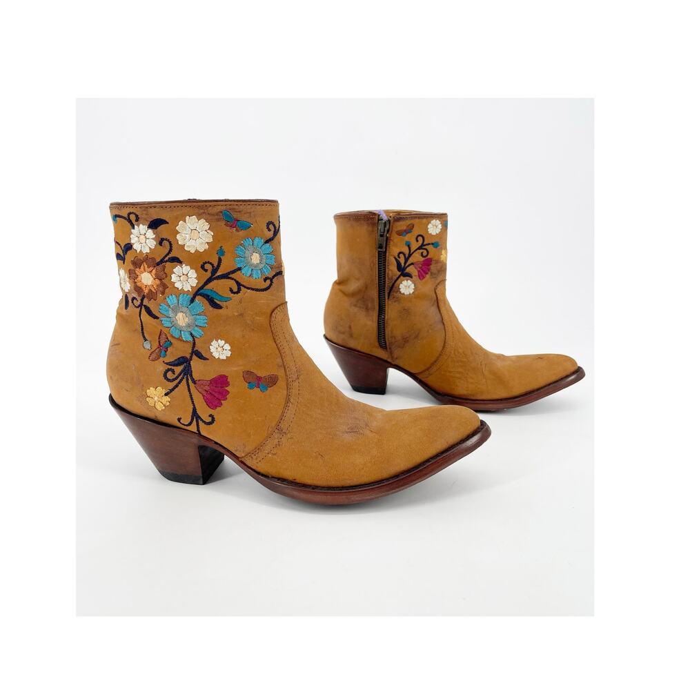 Old Gringo Women's 8 Catlyn Brass Tan Floral Butterfly Cowgirl Western Boots